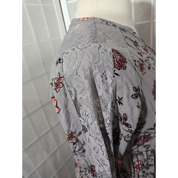 Torrid Floral Babydoll Lace Tunic Semi Blouse Shirt Top Hi Lo Size 00X (10) - Picture 15 of 15